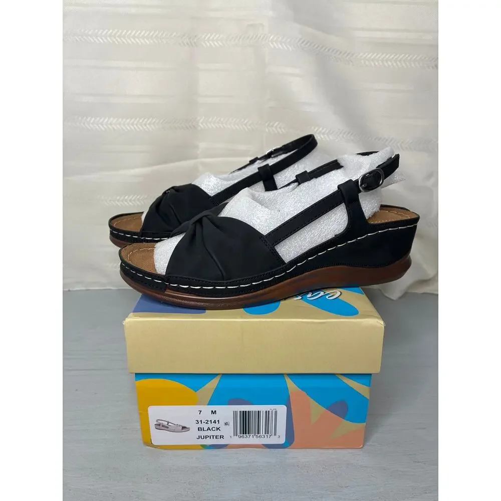 Easy Street Jupiter Slingback Comfort Sandals Black Womens Size 7M